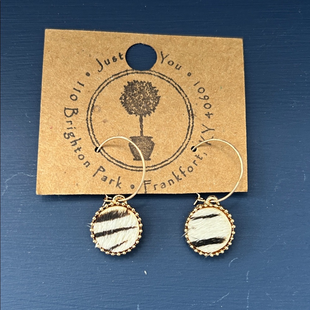 Black and white with gold dangle earrings